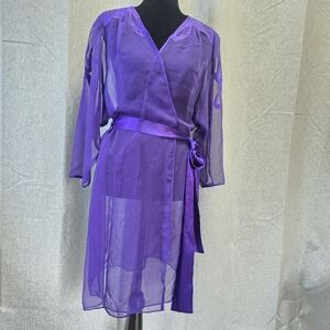 Vintage Gold Label Victoria's Secret Women's Sheer Purple Robe Size Medium
